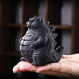 创意卡通新款猫头哥斯拉可养变色茶宠摆件茶桌装饰品功夫茶具配件