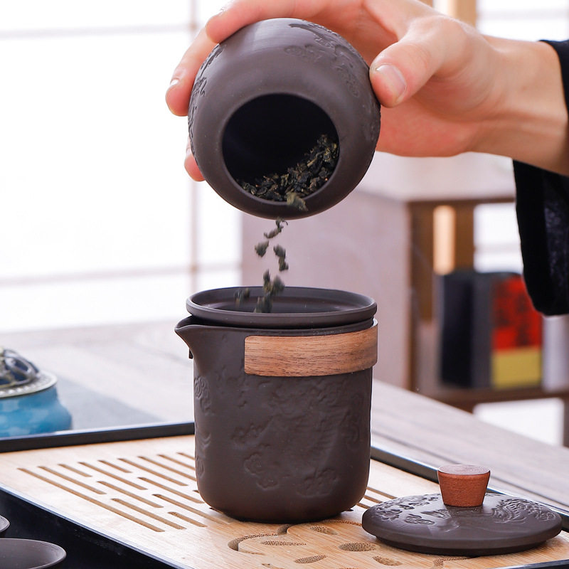 功夫茶具紫砂泡茶手抓壶茶杯客厅办公室陶瓷旅行现代简约茶盘便携,餐饮具,旅行茶具,淘宝优惠券,粉丝福利购,淘宝优惠卷