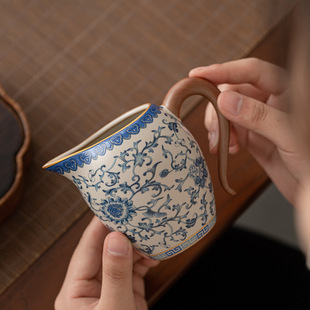 青花米黄汝窑功夫茶具套装家用泡茶壶高档茶杯冲茶盖碗陶瓷公道杯