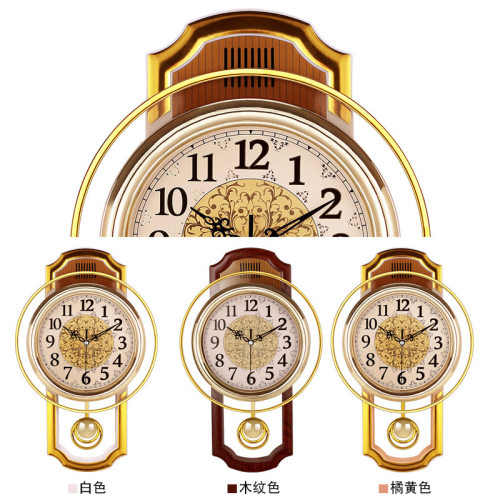 康巴丝欧式复古摇摆挂钟客厅简约时尚挂表卧室静音石英钟现代熊礼