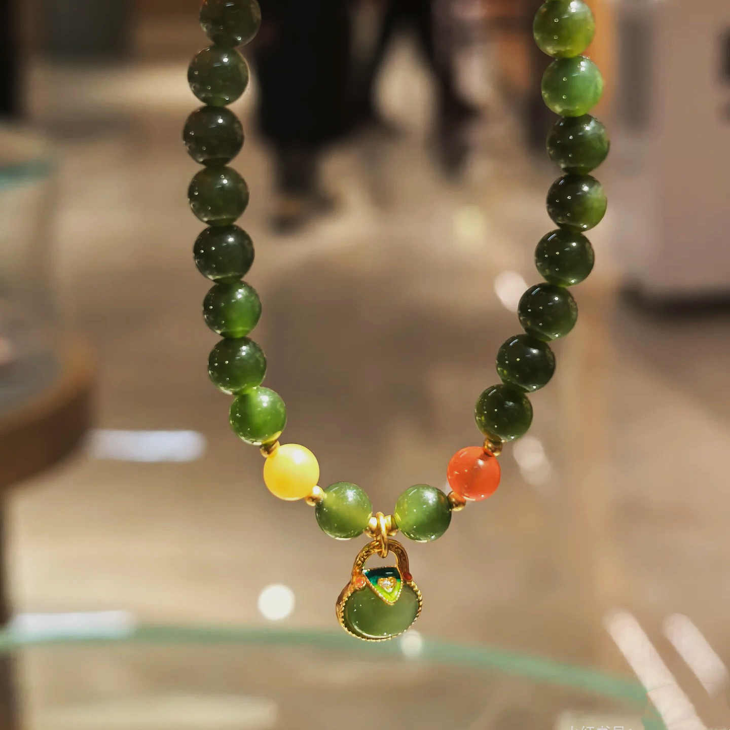 普陀山观音法界碧玉手珠手串女生礼物手链护身法务流通处正品代请