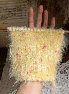咿唔混线-浅黄色长毛仿貂秋冬新款钩针编织毛线手工diy包包帽子
