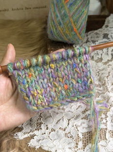 咿唔手混线-莫奈花园油画风棒针钩织毛线diy手账线包包帽子手工