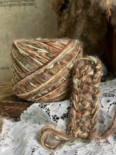 咿唔手混线-特色孤品复古浅灰棕绿钩针棒针编织毛线围巾帽子包包