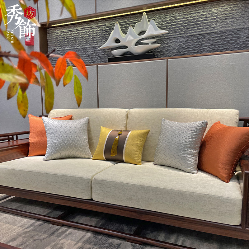 现代中式红木沙发坐垫新中式软体沙发垫带靠背软包实木海绵垫定制