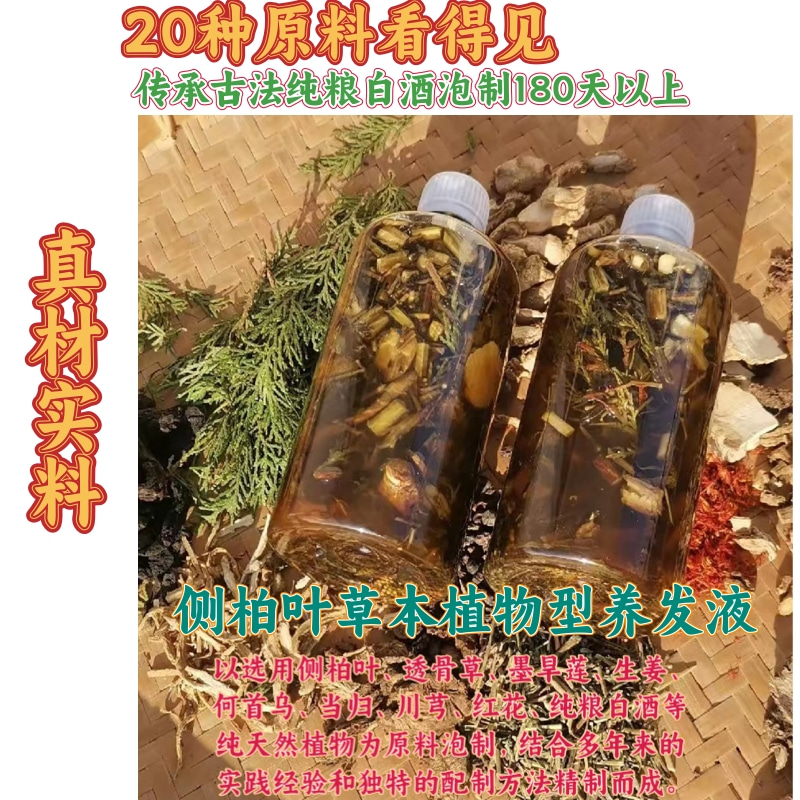 新鲜侧柏叶泡酒防脱发育发液生发增发密发脂溢性脱发头皮护理精华