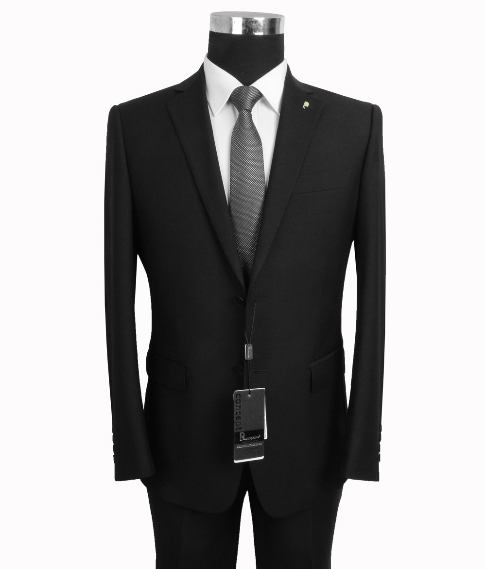 pengulnprince正品男士西服套装修身结婚礼黑蓝上班职业正装大码