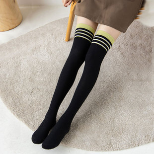 加长70cm过膝袜女日系ins学院风大腿袜高筒棉袜条纹高个子长筒袜