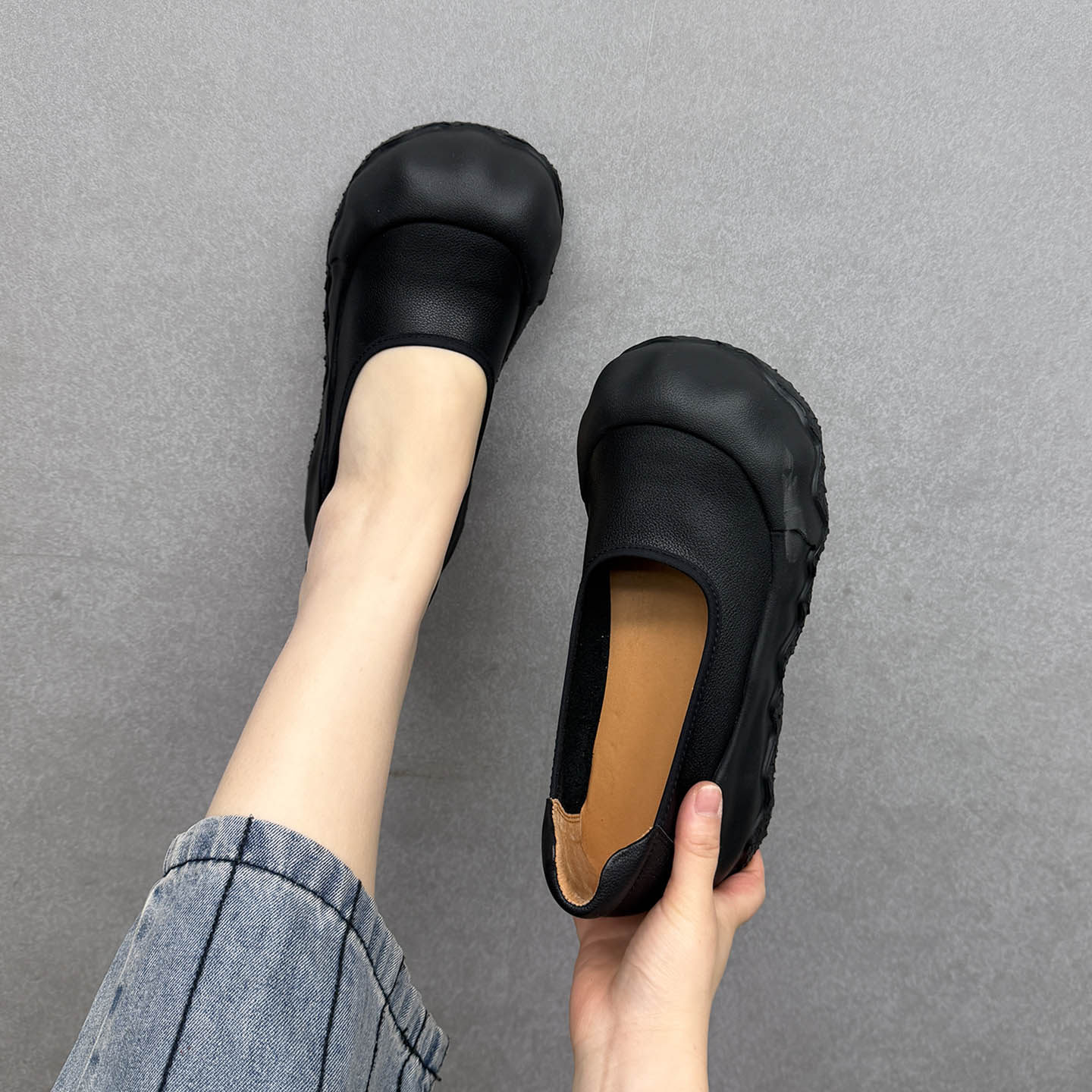 艺鞜原创2026年春夏新款真皮厚底浅口溶解底懒人鞋松糕大头单鞋女,女鞋,浅口单鞋,淘宝优惠券,粉丝福利购,淘宝优惠卷