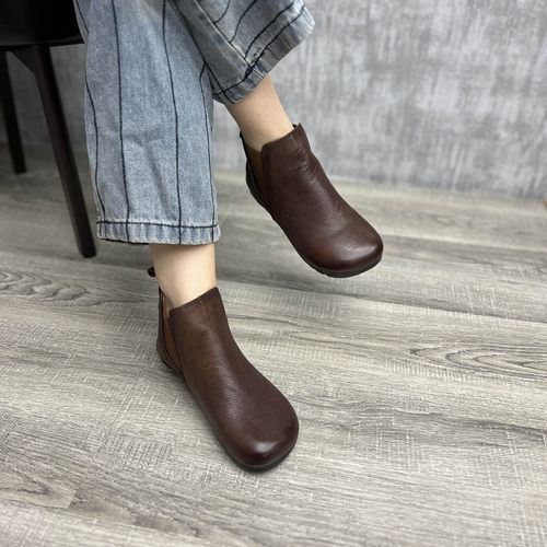 中老年平底一脚蹬切尔西短靴女