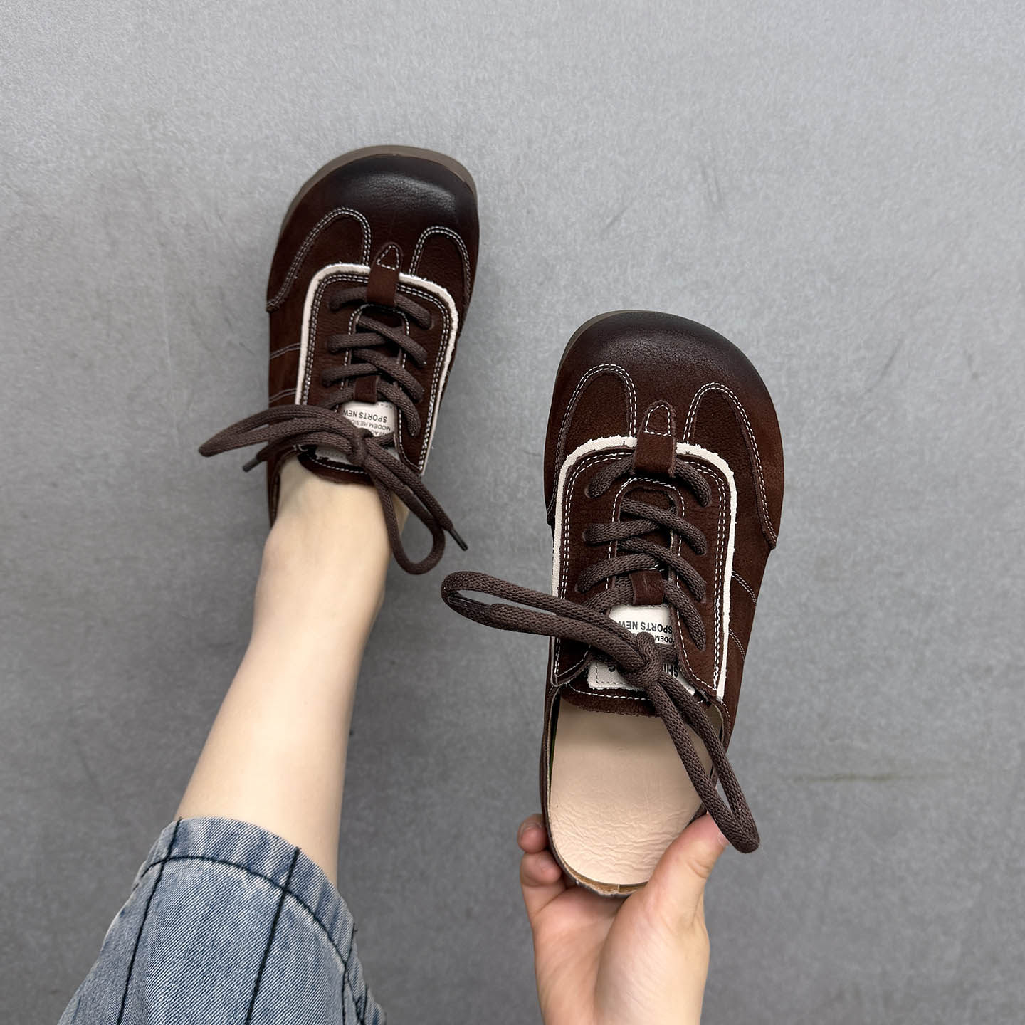 艺鞜2026春夏新款复古真皮厚底休闲博肯半拖休闲德训一脚蹬凉拖鞋,女鞋,包头拖,淘宝优惠券,粉丝福利购,淘宝优惠卷