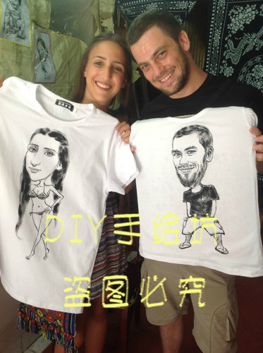 手绘T恤定制漫画头像肖像短袖搞笑人物Q版班服来图定制涂鸦情侣装