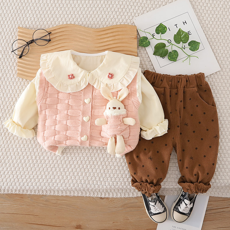 婴儿衣服春季可爱超萌甜美毛衣套装7八9十个月一周岁女宝宝春秋装