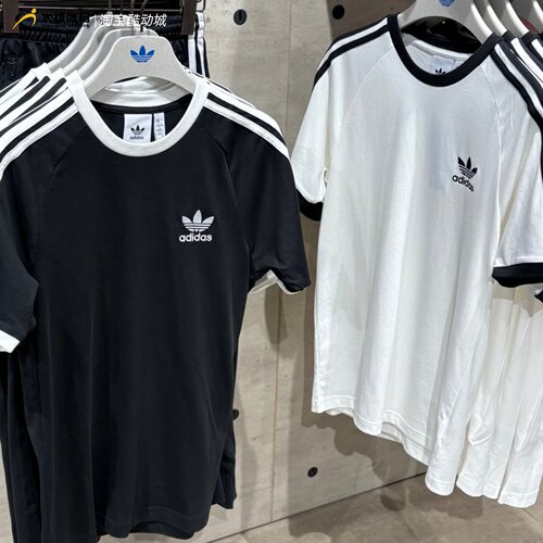 Adidas三叶草男女款经典款三条纹运动短袖T恤jennie同款 KB2460