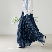 印计谷羽 文艺显瘦大摆长裙F1051 设计感复古格纹半身裙女秋冬新款