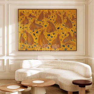 《春笋》客厅装饰画抽象艺术高级感餐厅玄关橙色挂画方形轻奢壁画