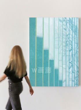蓝色光影现代简约客厅装饰画小众艺术电表箱挂画氛围感电表箱壁画