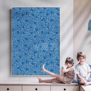 凯斯哈林Keith Haring客厅沙发背景墙落地装饰画餐厅卧室玄关挂画