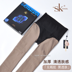 新款SK7325黑透肤加绒连裤袜秋冬大码保暖显瘦一体透肉踩脚打底袜