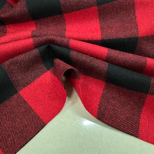 进口红黑格子高含羊毛呢子秋冬全毛呢大衣西装半身裙子服装布面料