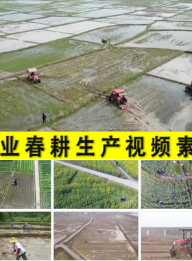 农业春耕生产农村小春大春水稻粮食生产现代化农业机耕田视频素材