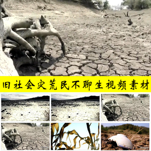 旧社会灾荒年天灾人祸民不聊生饥饿土地干旱干涸龟裂视频镜头素材