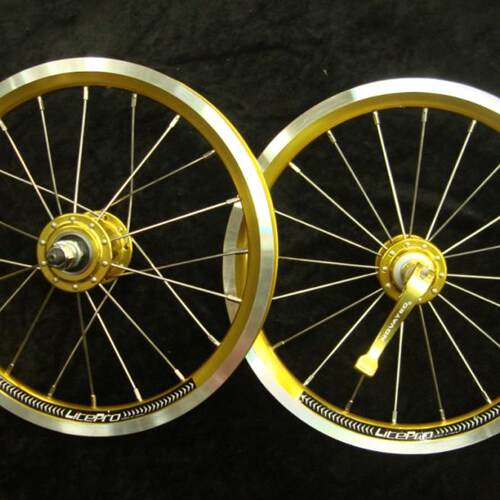 Litepro 14寸轮组 久裕培林花鼓 金色 大行BYA412改装 定制轮组