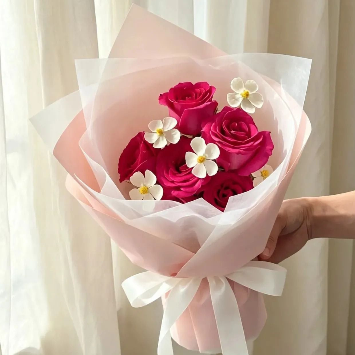 6朵弗洛伊德玫瑰鲜花花束同城配鲜花速递(同城)