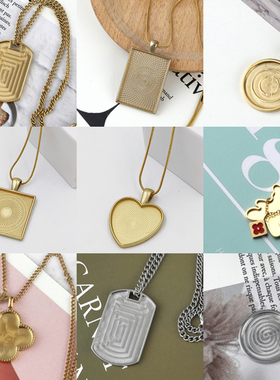 项链贴皮老花中古拆包ins正方