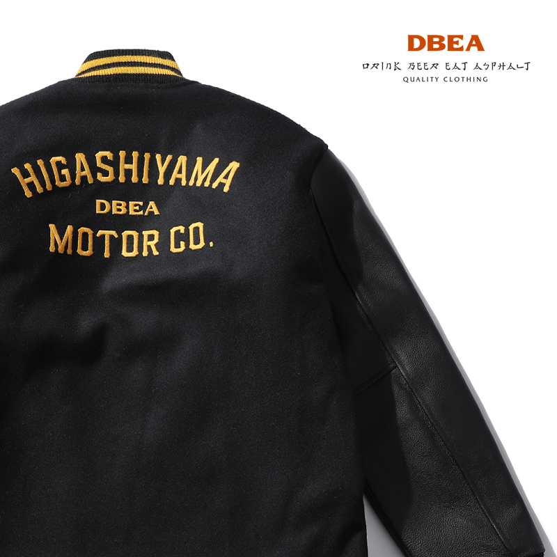 重磅牛皮毛呢夹棉日式棒球服