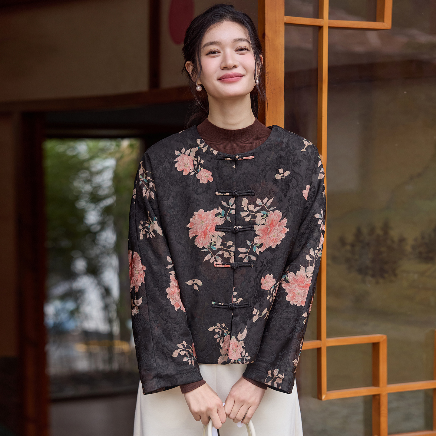 菲伊唐织金香云纱冬棉衣女上衣新