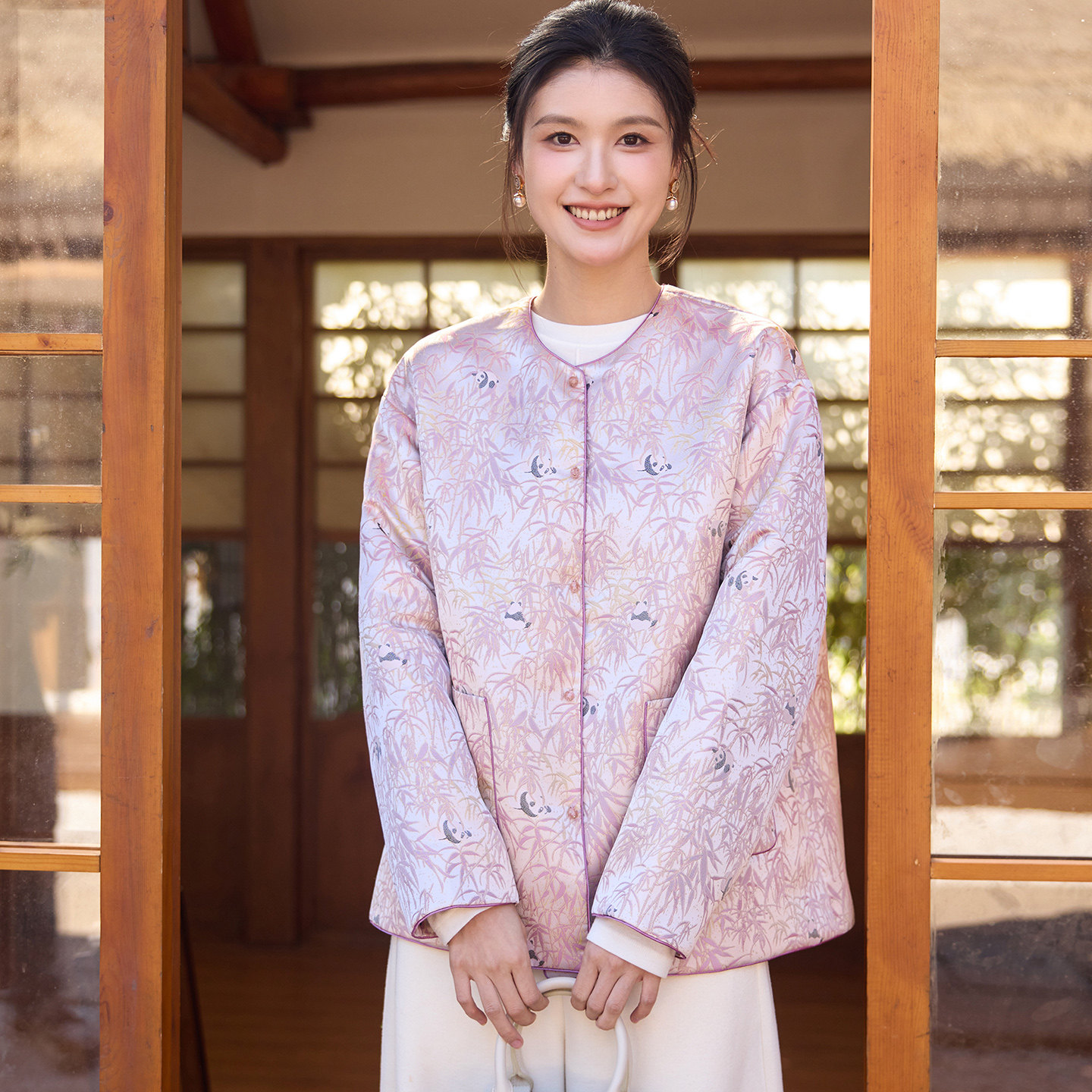 菲伊唐国潮风圆领夹棉对襟棉衣外套女竹叶提花中式复古改良女上衣,女装/女士精品,上衣,淘宝优惠券,粉丝福利购,淘宝优惠卷