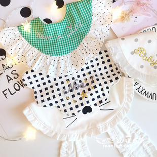 ins韩版婴儿360围嘴宝宝纯棉公主口水巾蕾丝宫廷风围兜周岁假领