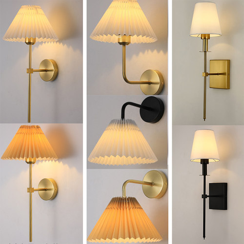 金色卧室布艺壁灯北欧现代美式
