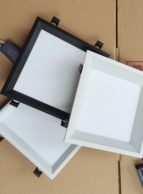 白黑色天花吊顶石膏板铝板卡扣暗装方形嵌入式弹簧led面板吸顶灯