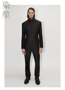 青果领男黑白多少全毛厚冬装羊绒薄毛呢料西装礼服简洁高级感帅气