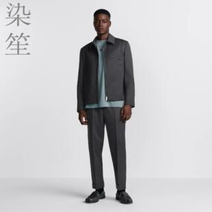 男士灰色羊毛料拉链经典款夹克西服休闲西装定制CD字母款春秋外套
