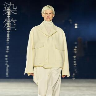 女士宽松羊毛夹克呢子短装外套冬山羊绒舒适保暖西装欧美风女装