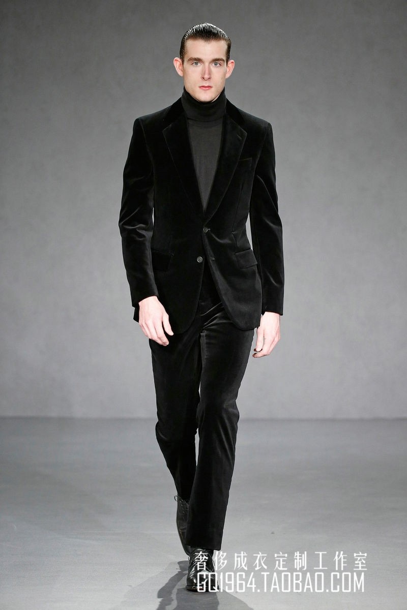 秋冬厚正宗高密天鹅绒套装男丝绒西服进口绒西装平绒免烫黑色抗皱