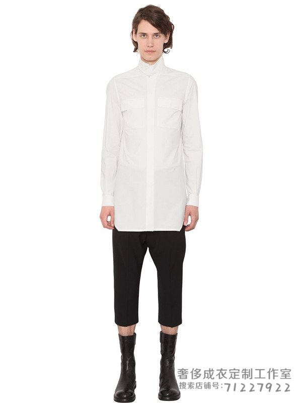 圆领休闲中长款两侧时尚衬衫衬衣