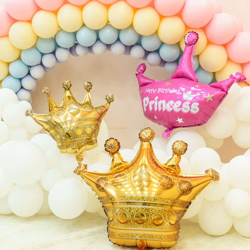 儿童生日气球公主王子皇冠铝膜生日派对装饰宝宝宴成人生日趴布置