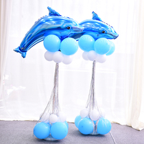 Ocean theme balloon column dolphin balloon column wedding room layout balloon road leading birthday party dress