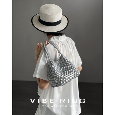 Vibe Ring小众手工编织包女2024水桶包大容量手提菜篮子包