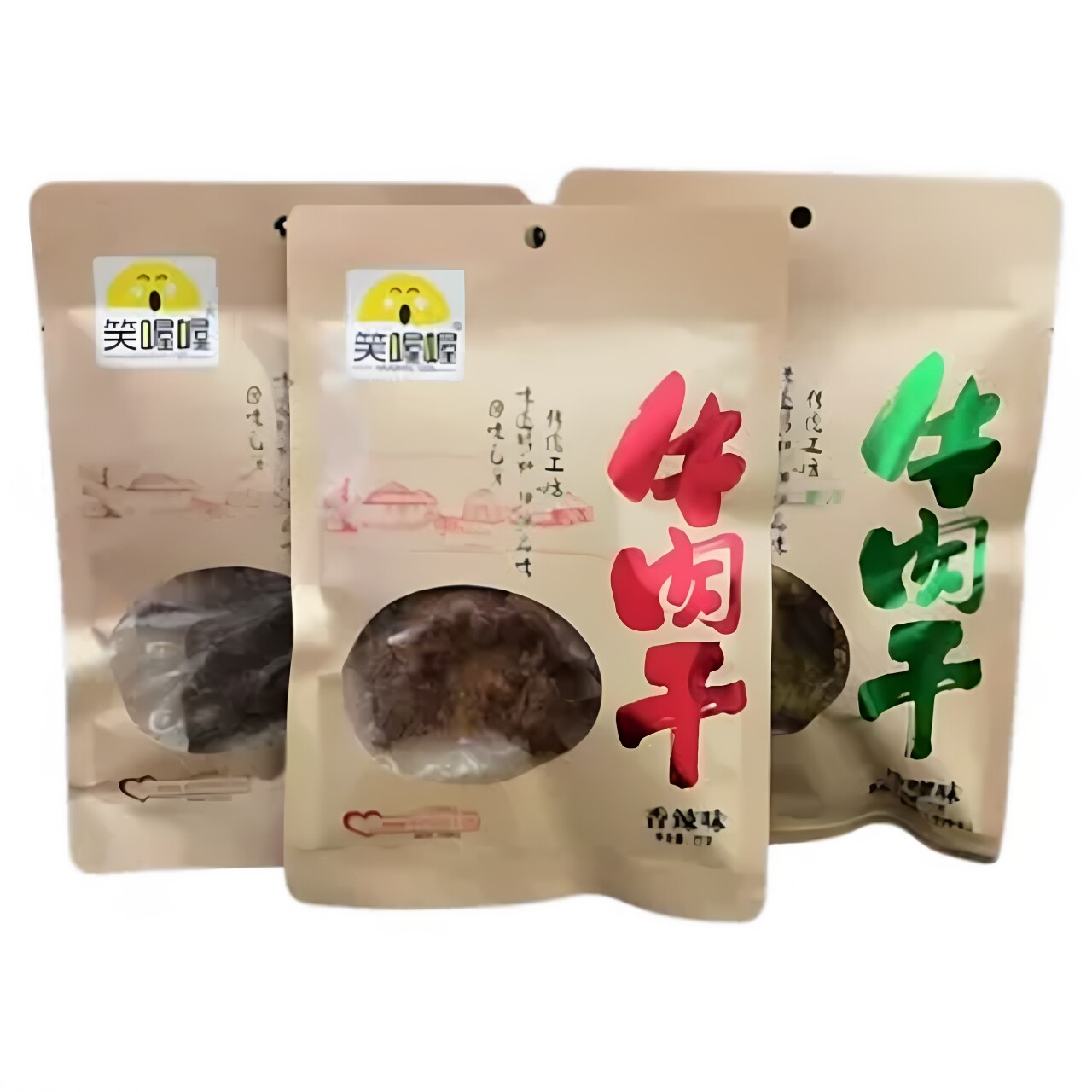 笑喔喔牛肉干香辣味五香味72g*4袋传统休闲小吃零食伴酒菜包邮
