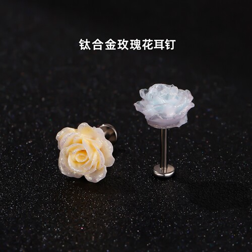 钛合金玫瑰花耳钉独特绝美耳骨钉