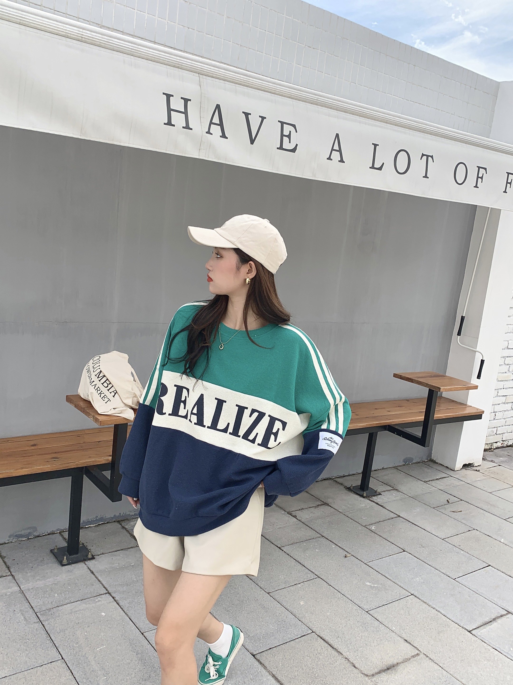 121#，闺蜜装宽松中长卫衣撞色青春流行班服设计感小众上,女装卫衣/绒衫,潮品会