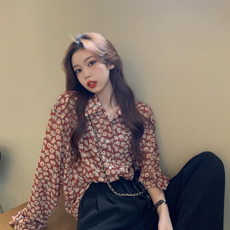 夏季新款复古港味宽松中长款慵懒风薄款防晒衣长袖花衬衫上衣女秋，女装衬衫，潮品会