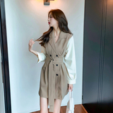 女神范衣服2021年秋季新款西装裙子气质收腰长袖连衣裙女装秋，女装连衣裙，潮品会