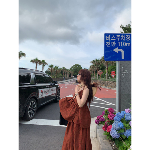 夏装 亚麻显白洋气时髦红砖套装 nosce原创 temet