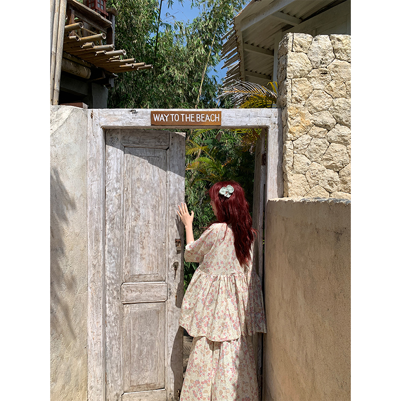 temetnosce纯棉碎花中袖上衣半裙